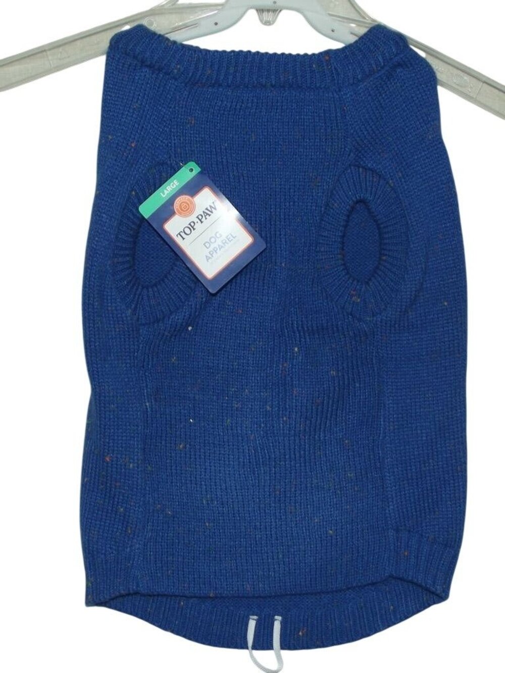 Top Paw Dog Sweater & Charm (LOT OF 2) Size Large COBALT BLUE SPECKLE Speckled
